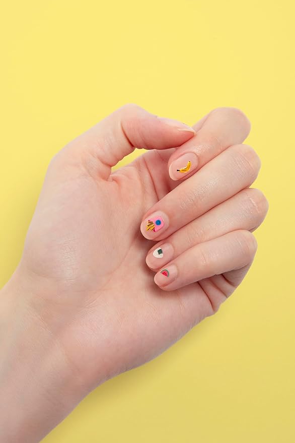Omy Yummy Nail Art Stickers - 120 Stickers, Waterproof, Durable, Fun, Creative Designs | Strong Enough to Last Through Hand Washing - Easy to Apply, Safe, Non-Toxic | Age 6 and Up