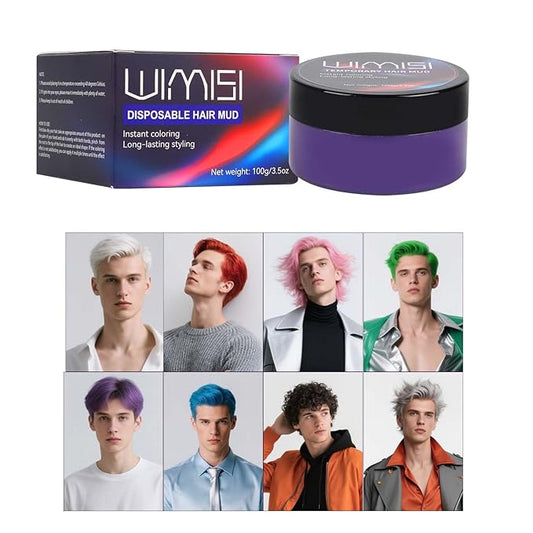 Temporary Hair Color Wax, Washable Styling Hair Clay, Instant White Hair Coloring Cream for Women Men Teens, DIY Hair Styling for Cosplay, Halloween & Parties (Purple)
