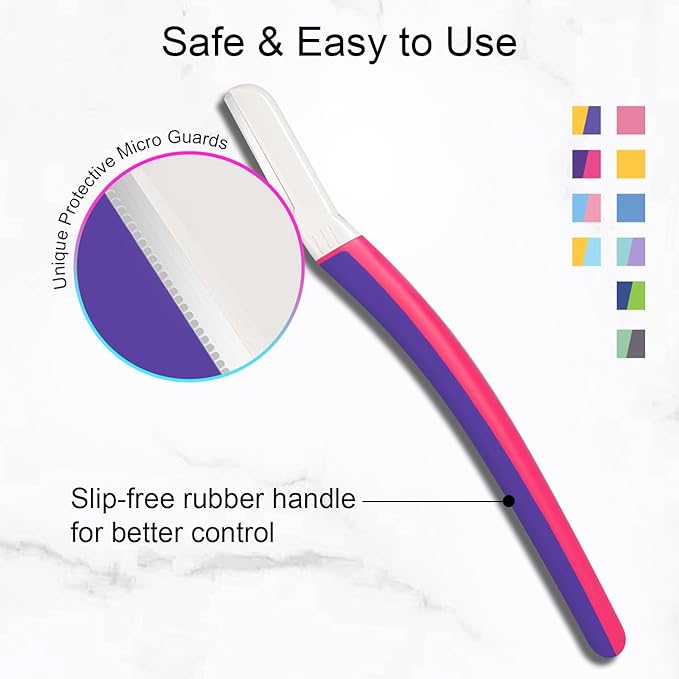 THURLADY Dermaplane Razor for Women Face, Eyebrow Razor, Face Razors for Women Dermaplaning, Peach Fuzz Remover, Gentle Exfoliation & Facial Hair Removal, Travel Essentials, (12 pcs, Fuchsia)