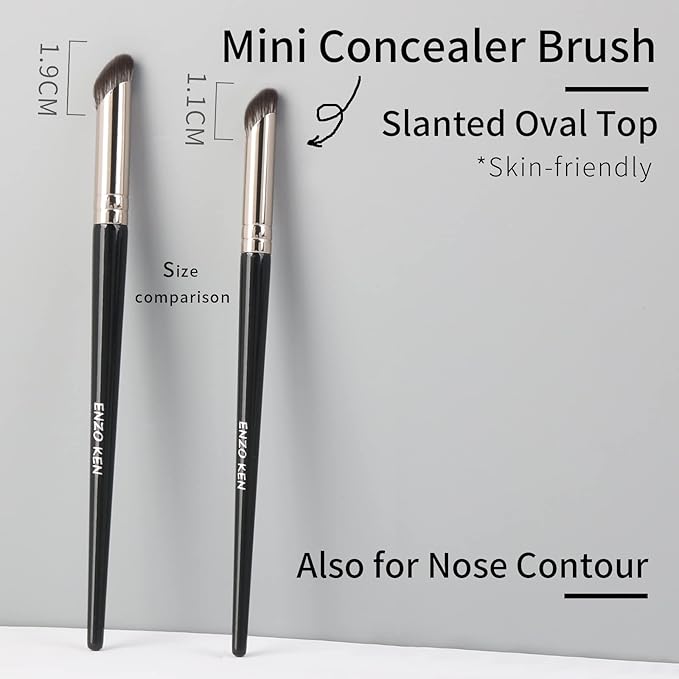 Mini Angled Concealer Brush Under Eye, Concealer Brush, Small Nose Contour Brushes, Nose Brush Contour, Angle Concealer Brushes, Small Concealer Brushes, Angled Brush - Black, 8S