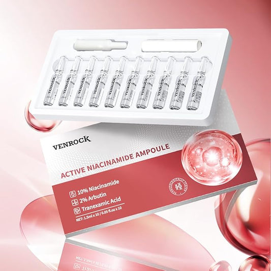 VENROCK Active Niacinamide Ampoule – 10% Vitamin B3 + 2% Arbutin + Tranexamic Acid Serum for Brighter, Even Skin Tone | 1.5ml x 10 Ampoules, Fragrance-Free, Non-Irritating