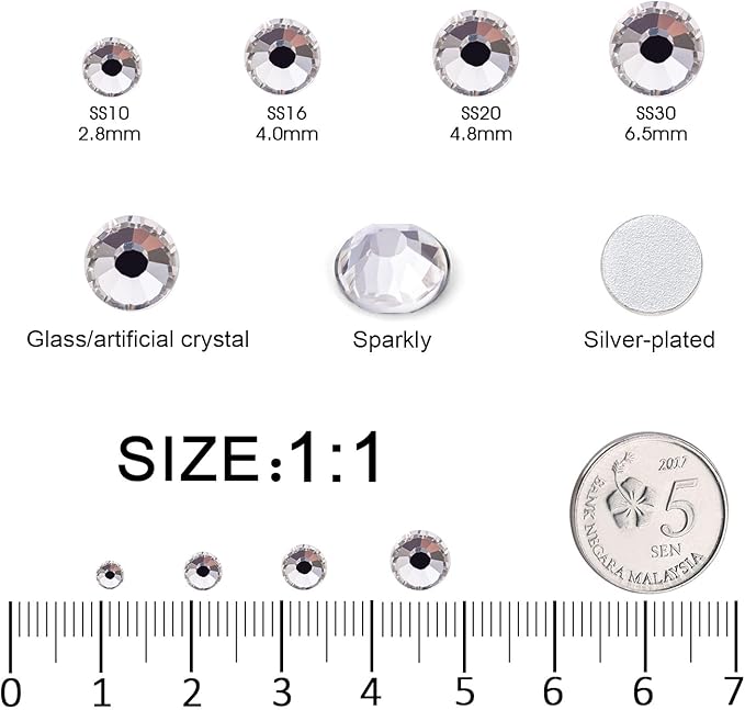 MEIBITE Flatback Rhinestones Bulk, 14400PCS Crystal Rhinestones for Clothes DIY Decoration Crafts, Crystal, SS20, 4.6-4.8mm