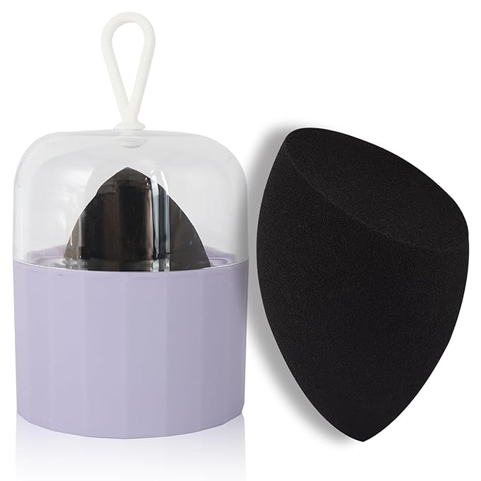 Toiletry Sponges Set with Breathable Face Sponge Holder for Travel Foundation Organic Beauty Sponges for Makeup Soft Blender Sponges Professional Black