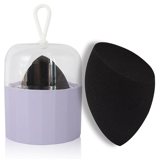 Toiletry Sponges Set with Breathable Face Sponge Holder for Travel Foundation Organic Beauty Sponges for Makeup Soft Blender Sponges Professional Black