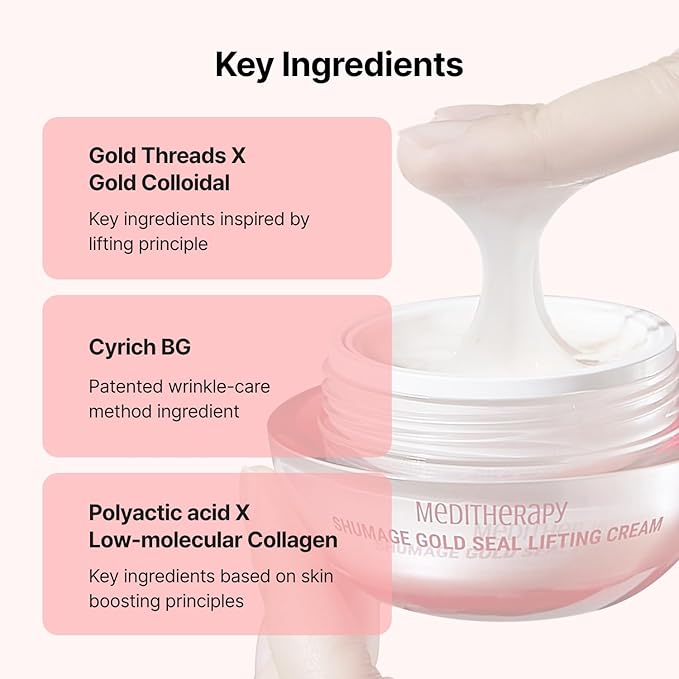 Shumage Gold Seal Lifting Cream+Device - Moisturizer Face Lift Cream, Hydrating & Tightening for Sagging Skin - Korean Face Moisturizer - Microcurrent Facial Device for Radiant Glow Skin - 1.69 Fl. Oz