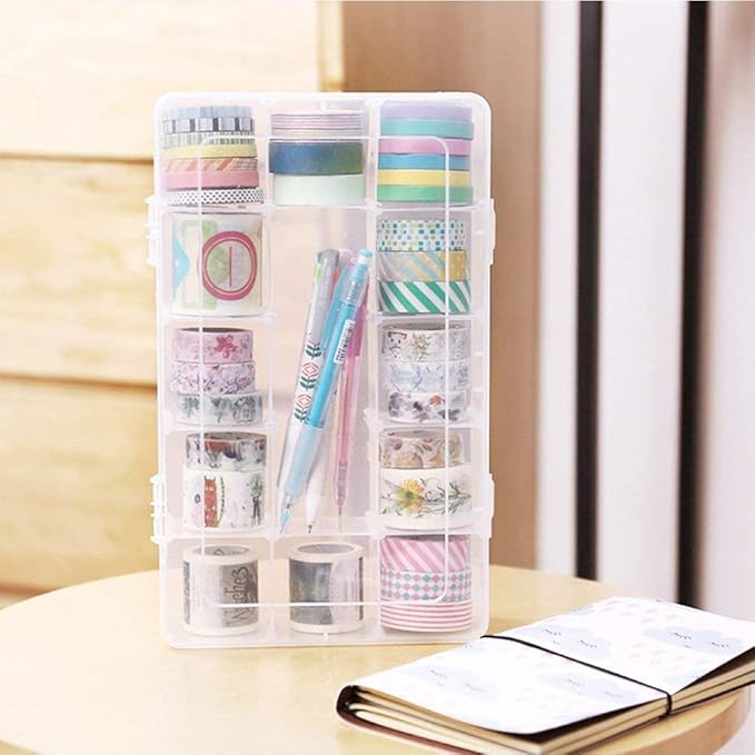 Nail Tip False Empty Tips Organizer Storage Box with 15 Number Spaces Storage Case Container Nail Plastic Grid Box for Fingernail Crystal Jewelry Accessories (White)