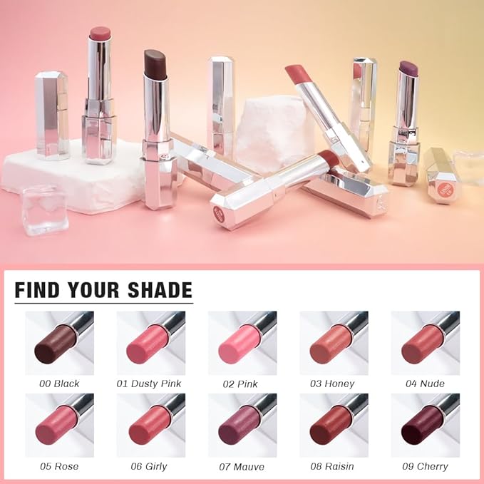 evpct Rose Honey Lipstick Tinted Lip Balm, Sheer Hydrating Shine Tinted Lipstick for Women, Moisturizing Lip Color, Nourishing Tinted Lip Balm Plumper Gloss Stain, Glossy Shiny Finish, 05 Rose