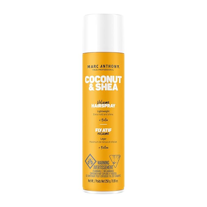 Marc Anthony Volumizing Hair Spray for Volume & Shine, Coconut & Shea - Long Lasting Anti-Humidity Flexible Hold Hairspray With No Flaking, Stiffness or Residue - Hair Styling Fights & Reduces Frizz
