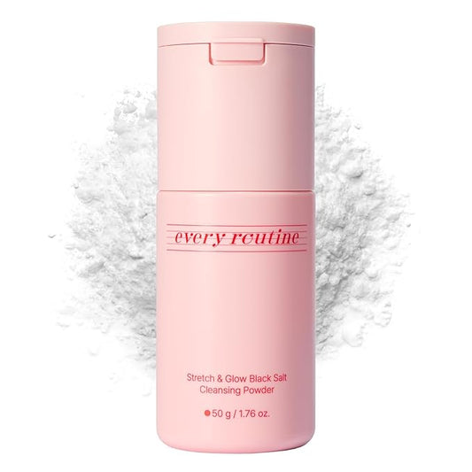 Stretch & Glow Black Salt Cleansing Powder – Powder-to-Foam Exfoliating Cleanser with Hawaiian Black Salt & Kaolin, Pore-Clearing Daily Face Wash (50 g / 1.76 oz)