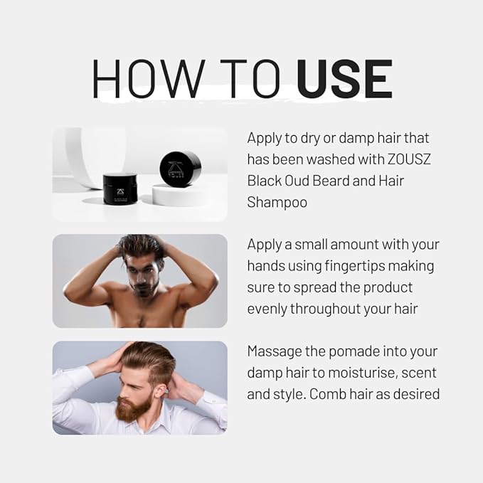 ZOUSZ Black Oud Deluxe Pomade for Men – Premium Hair Clay & Styling Wax with Natural Hold – Matte Finish Hair Wax for All Hair Types – Strong Yet Flexible – Luxury Grooming Gift for Men – 47g