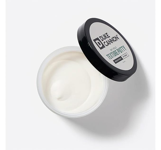 Duke Cannon Supply Co. Supply Co. Dry Hold Texture Putty - Medium Hold Hair Putty - Ideal for short to medium styles and all textures - No Shine - Beeswax & Vitamin E - Water Based (4.6 oz)