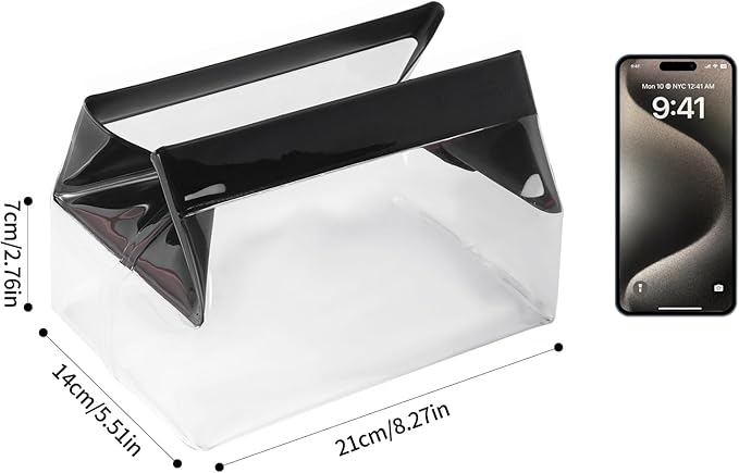 Clear Travel Toiletry Bag with Magnetic Closure, Makeup Bag for Women and Men, Cosmetic Bag for Travel (Black)