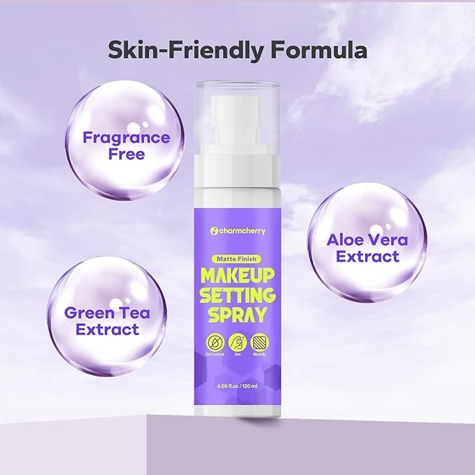 Makeup Setting Spray (4.06 Fl Oz), Matte Finish Setting Spray for Makeup, Long-Lasting Fixing Spray for Face, Oil Control for Oily Skin, Shine-Free