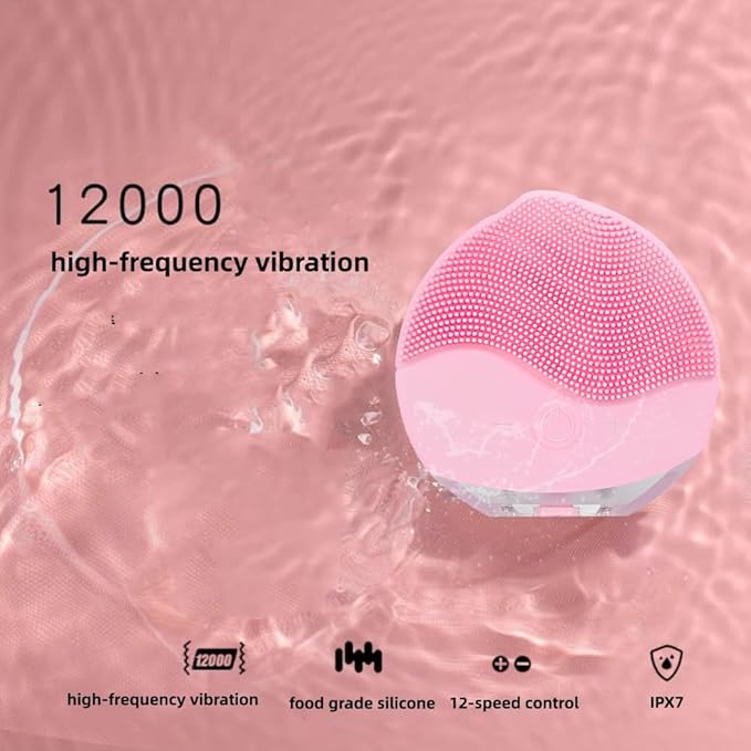 Facial Cleansing Brush | Anti Aging Face Massager | Enhances Absorption of Facial Skin Care Products | for Clean & Healthy Face Care | Simple & Easy | Waterproof (Pink)