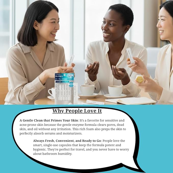Japanese Powder Face Wash 1 Pack- Powder Face Wash with Micro-Carbonated Bubbles - Exfoliating Cleanser for Deep Cleansing & Smooth Skin - Single-Use Sticks for Hygiene & Convenience