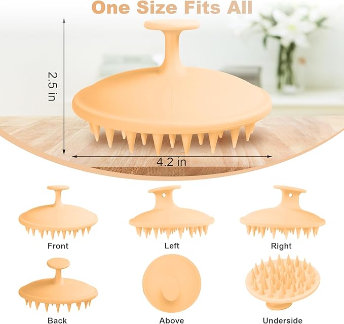 Meartchy Silicone Scalp Massager Shampoo Brush, Scalp Scrubber for Hair Growth (Salmon Pink)