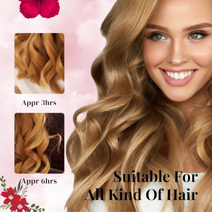 PURELYNE Heatless Hair Curler | 5PC No Heat Curling Rod Headband | With Satin Bonnet, Curler, 2 Scrunchies & Claw Clip Set | Curl Kit for Women & Girls (Wine Red, Medium)