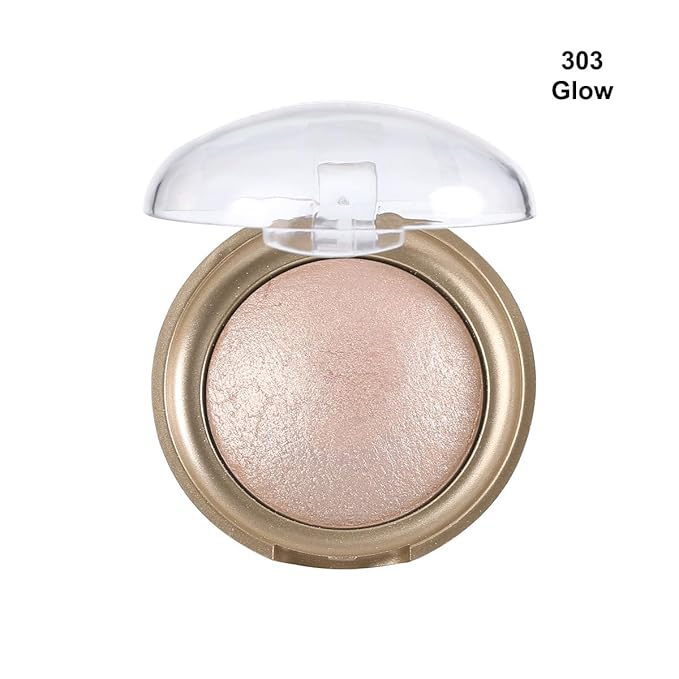 Baked Highlighter Contour Powder Sheer Pearl Shimmer Shades for Face Highlighter Makeup Brighten Up (303-Glow)