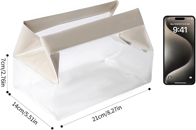 Clear Travel Toiletry Bag with Magnetic Closure, Makeup Bag for Women and Men, Cosmetic Bag for Travel (White)