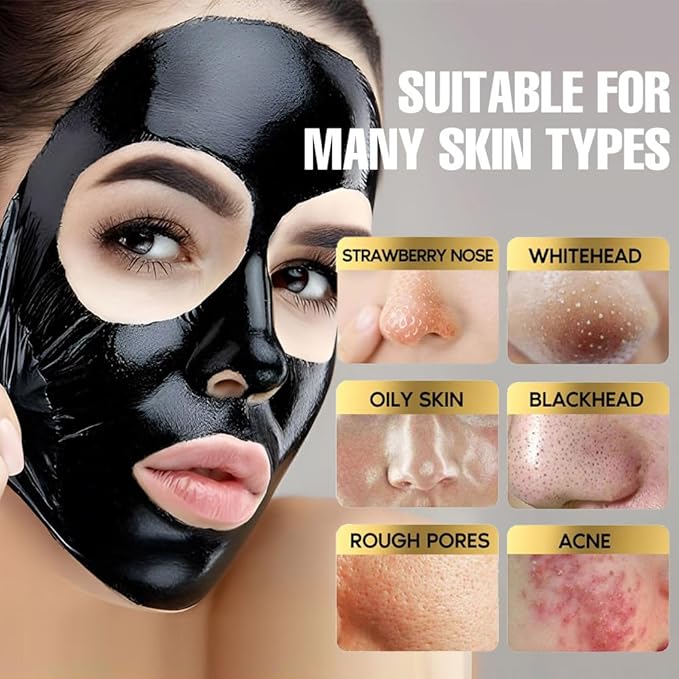Black Charcoal Peel Off Face Mask For Women, Black Head Remover Facemask, Black Activated Charcoal Face Mask Skincare peel off, Blackhead Remover Strip Facial Mask for All Skin Types, 60g