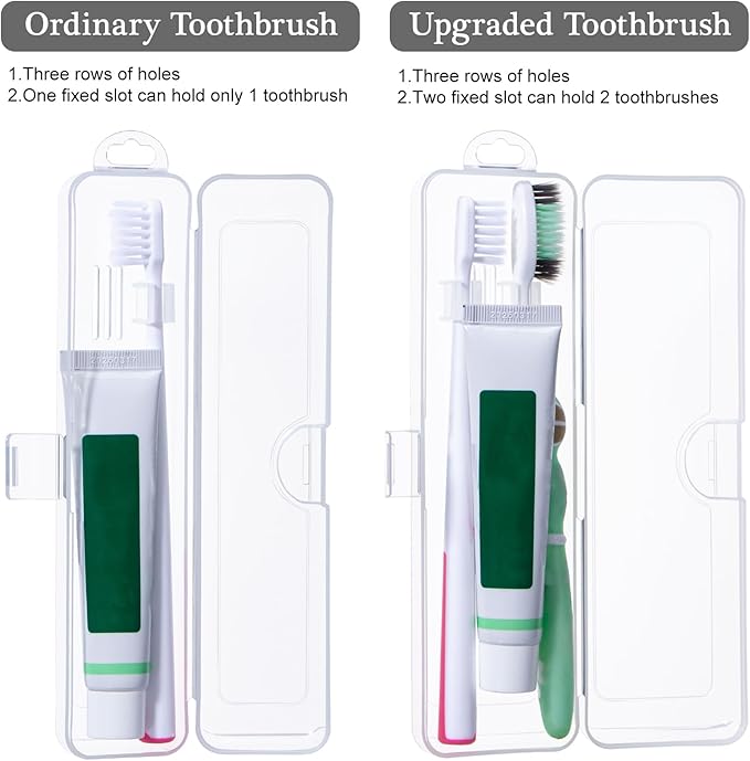 Gamdee Toothbrush Travel Case 2 Pack, Clear Toothbrush Case Holder Travel Size Plastic Toothbrush Holder Toothpaste Storage Container Portable for Traveling, 7.87 x 2.36x 1.18”