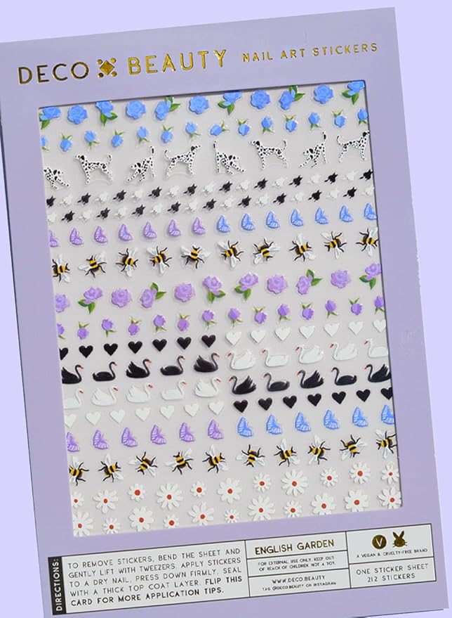 Deco Beauty English Garden - Super Thin & Easy-to-Apply Nail Art with the Cutest Designs -Durable & Long-Lasting Nail Art Stickers and Decals for Women, for DIY At-Home Manicures & Salon-Quality Nails