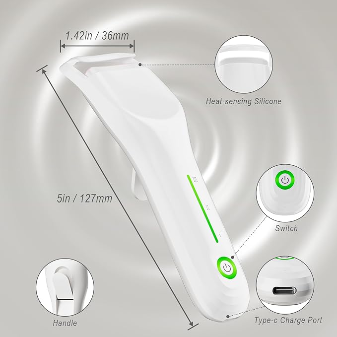 Lilonthy Heated Eyelash Curler, Type-C Rechargeable with 3 Temp Settings & Safe Silicone Pad for Natural Curls, Travel-Friendly (White)