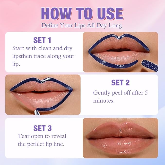 JUAAZIN Matte Lip Stain Peel Off Lip liner Tattoo, Nude Pink Liquid Lips Gloss Peel Off Masque, for Women Long Lasting Waterproof Lipstick Lip Tint Stain, Transfer-proof for All Skin Types 02#