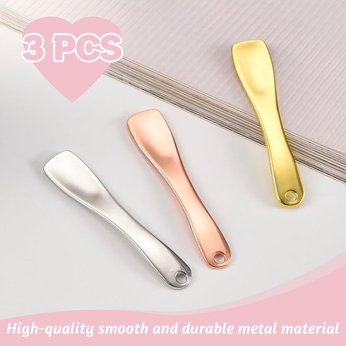 LUTQ Metal Makeup Spatula Tool - Spatula for Skincare, Cosmetic Scoop for Creams, Lotions, Masks - Makeup Spatula in Rose Gold, Silver and Gold Colors