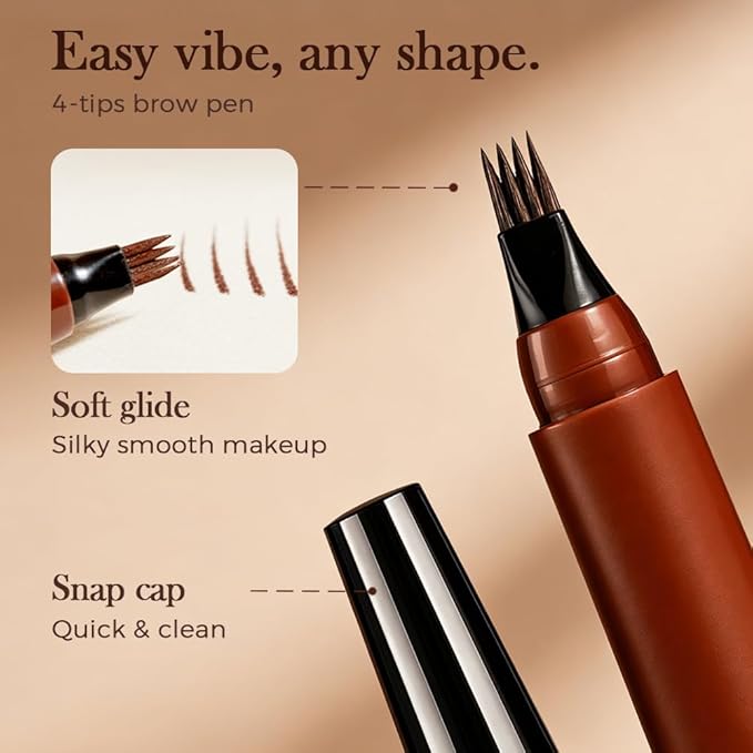 Microblading Eyebrow Pencils, 2026 Upgraded Waterproof 3D Microblading Eyebrow Pen, Ultra-Fine Tip for Natural Hair-Like Strokes, Smudge-Proof Long Lasting Brow Pen for Women (Gray)