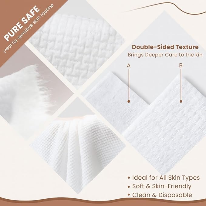 Solurié Disposable Face Towels 10”×12” XL – 50 Count, 100% Viscose Ultra-Soft Dry Wipes, Lint-Free, Thick & Tear-Resistant Face Cleansing Cloths for Skincare & Makeup Removal