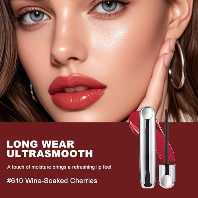 Houksouml Mirror Shine Lip Gloss, Hydrating Airy Lip Tint, Lightweight Water-Gloss Finish, Moisturizing Crystal Film Lip Glaze, Clear Non-Sticky, Juicy Hydration for Plump, Non-Drying Lips-610#