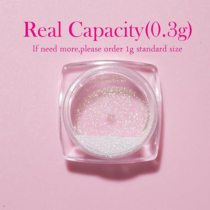 Pretty Diva 0.3g Mermaid Unicorn Chrome Nail Powder, Aurora Iridescent Chrome Powders for Nails, Mermaid Powder for Nails Chrome Mica Powder Manicure Pigment