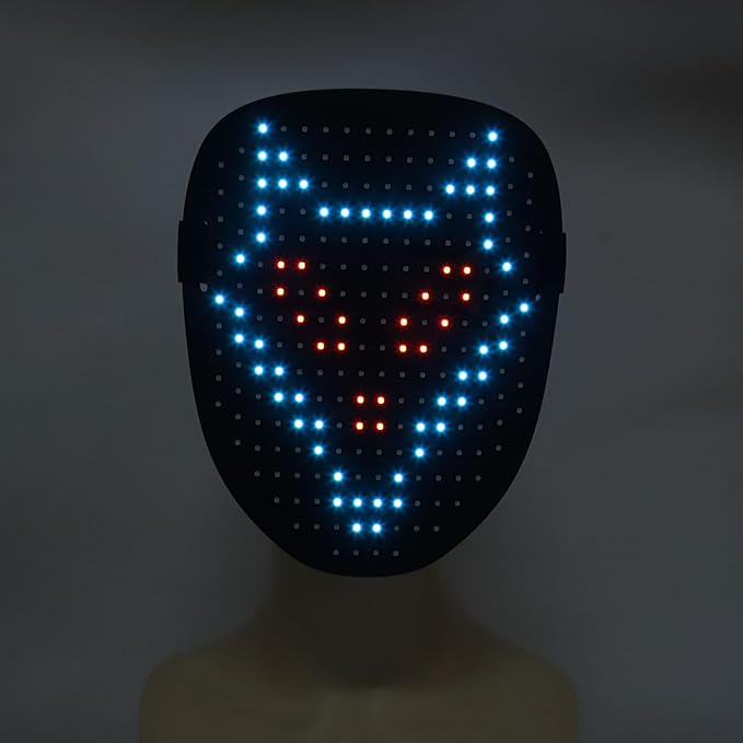 Led Face Cover With 25 Dynamic And Static Display Modes Gesture Sensing Light Up Transforming Design For Cosplay Carnival Festival Party