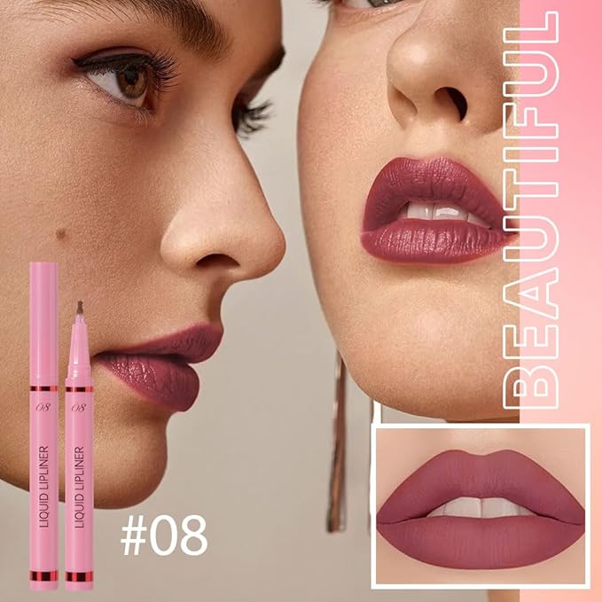 Hxssll Rosewood Lip Liner Stain – 24H Longwear Waterproof Matte Lip Contour Pen, Transfer-Proof Precision Marker for Defining & Outlining Lips All Day Stay Lip Lip Liner Marker 08#