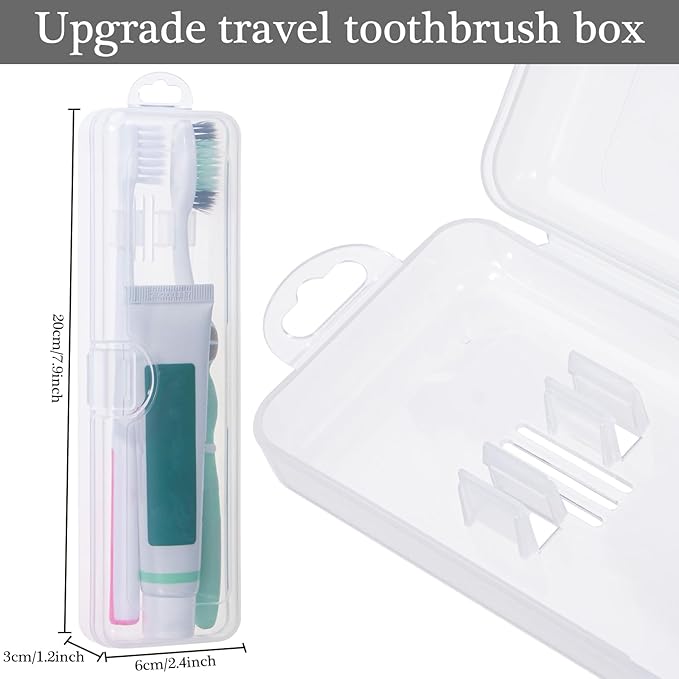 Gamdee Toothbrush Travel Case 2 Pack, Clear Toothbrush Case Holder Travel Size Plastic Toothbrush Holder Toothpaste Storage Container Portable for Traveling, 7.87 x 2.36x 1.18”