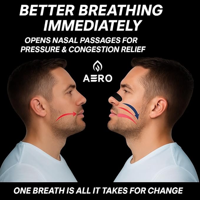 Performance Nasal Strips for Breathing (90 Count) - Oil & Sweat Proof Adhesive - Athletic Nasal Strips for Snoring & Sleeping - Black, Wide Body, Universal Fit, Extra Strength