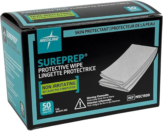 Medline SurePrep Skin Protective Barrier, Wipe - Premium Quality Medical Supplies for Skin Care and Protection Variation (50 Count (Pack of 6))