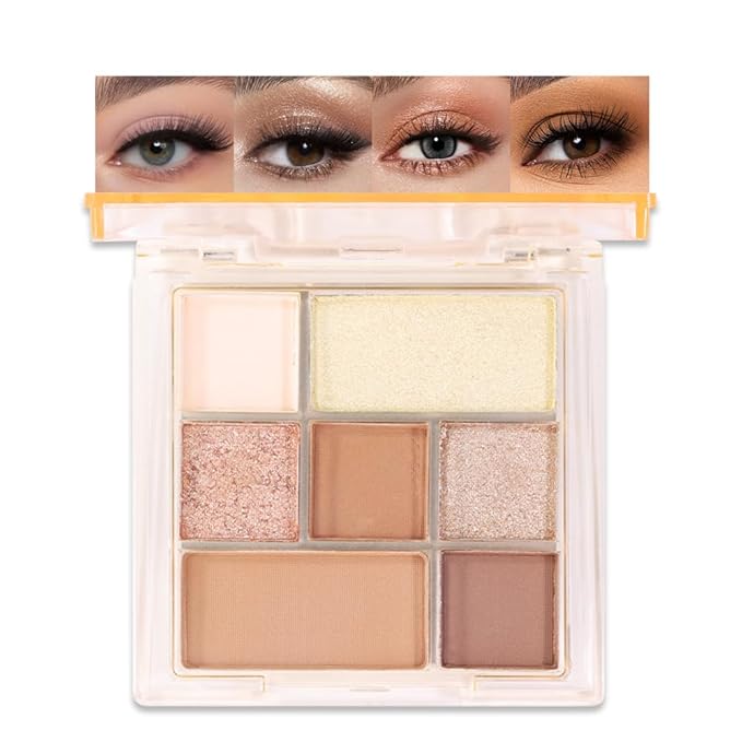 AMY'S DIARY 9-Color Warm Bronze Eyeshadow Palette, Gold Champagne Neutral Eye Makeup with Matte & Shimmer Shades, Highly Pigmented Long-Lasting Blendable Brown Nude Shadow for Daily Glam Look