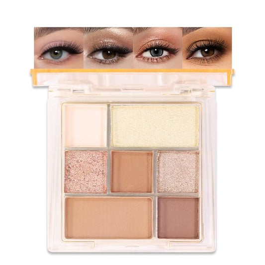 AMY'S DIARY 9-Color Warm Bronze Eyeshadow Palette, Gold Champagne Neutral Eye Makeup with Matte & Shimmer Shades, Highly Pigmented Long-Lasting Blendable Brown Nude Shadow for Daily Glam Look