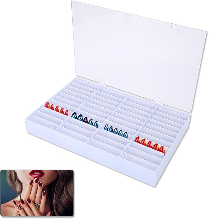 Semme False Nail Art Tips Storage Box, Transparent Empty Nail Display Case Nail Tips Organizer Holder Nail Decoration Container