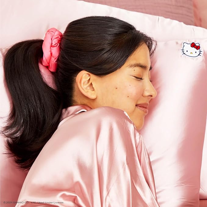 Hello Kitty x Kitsch Matte Satin Scrunchies for Women - No Crease Hair Ties No Damage | Scrunchies for All Hair Types | Stylish & Comfortable, For Ponytails & Buns | Ideal Gifts for Women - 3pcs