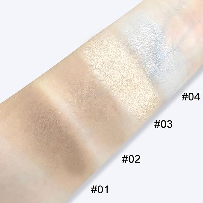 White Face Highlighter Makeup Palette, Matte Highlighters Makeup Powder, Illuminator Highlighter Powder for Cheeks, Collarbone the Nose, Long-lasting Natural Shiny 04#White