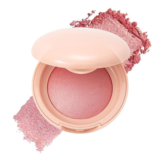 XngQuJoy Baked Highlighting Blush, Soft Pinch Glitter Powder Blush, Natural Finish, Buildable Color, Long Lasting Complexion, Shape, Contour & Highlight for All Skin Tones (B)