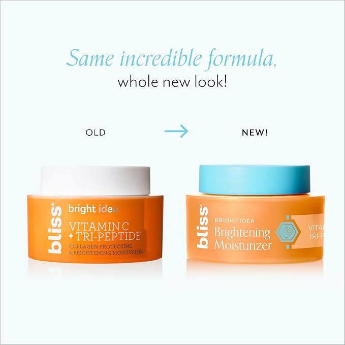 Bliss Vitamin C + Tri-Peptide Brightening Moisturizer | Squalane & Hydration Boosters | Anti-Aging Face Cream for Collagen and Elasticity | Clean Vegan & Cruelty Free 1.7 fl oz