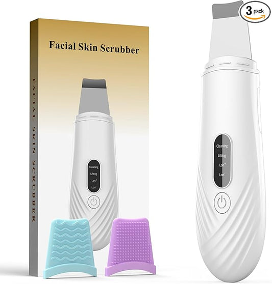 Skin Scrubber Face Spatula, Blackhead Remover Tool for Facial Deep Cleansing, Face Spatula Pore Cleaner with 4 Modes, Whitehead Remover, Blackhead Extractor, Face Scrubber (White)