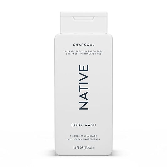 Native Body Wash Contains Naturally Derived Ingredients | For Women & Men, Sulfate, Dye, & Paraben Free Leaving Skin Soft and Hydrated | Charcoal 18 oz