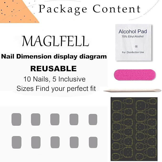 Small size Press On Nails - Handmade Unique Almond Fake Nails, Thick Acrylic and Muti-Layer Gel False Nails, Reusable Gel Cured Sturdier 3D Fake Nails (Size S)