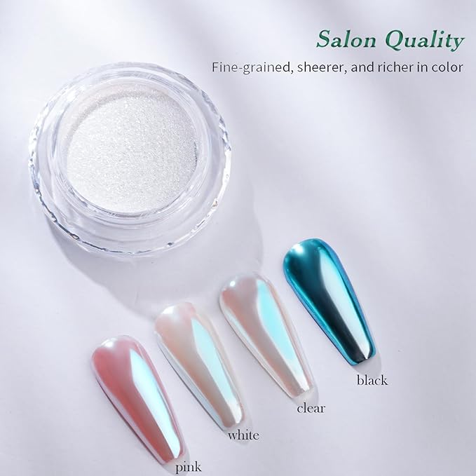 Pretty Diva Unicorn Chrome Nail Powder - Aurora Iridescent Nail Chrome Powders, Magic Aura Nail Powder Moonlight Blue Mirror Finish Mermaid Chrome Powder for Nails Manicure Pigment