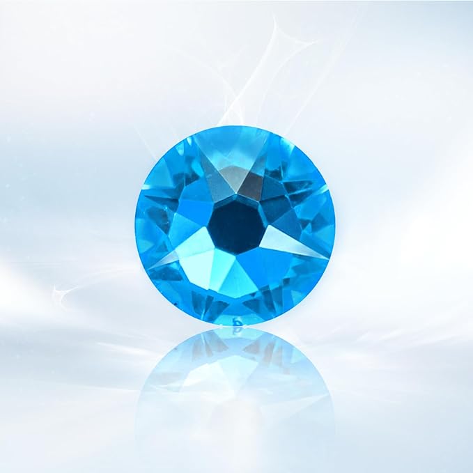 Novani Capri Blue Rhinestones 1440pcs Flat Back Round Rhinestone Style 2088 Sparkly Crystal Gemstones for Nail Art and Crafting SS20,4.6-4.8mm